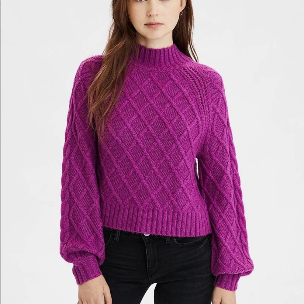 Purple Mock Neck Sweater